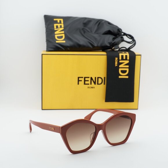 Fendi FE40175F 66F Butterfly Sunglasses - Red/Brown
